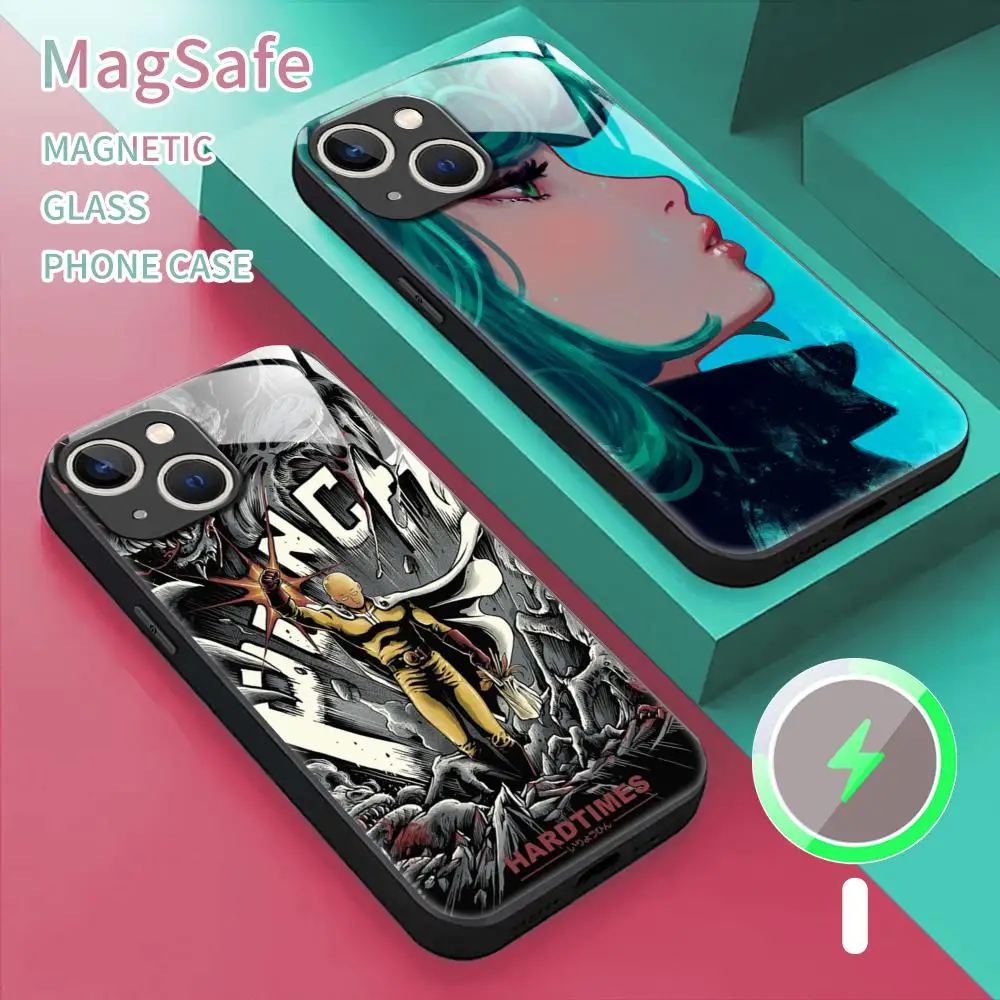 ONE PUNCH-MAN Phone Case For iPhone 16 15 14 13 12 11 X XR XS XSMAX 8 Plus Mini Pro Max Glass Magnetic Phone Case