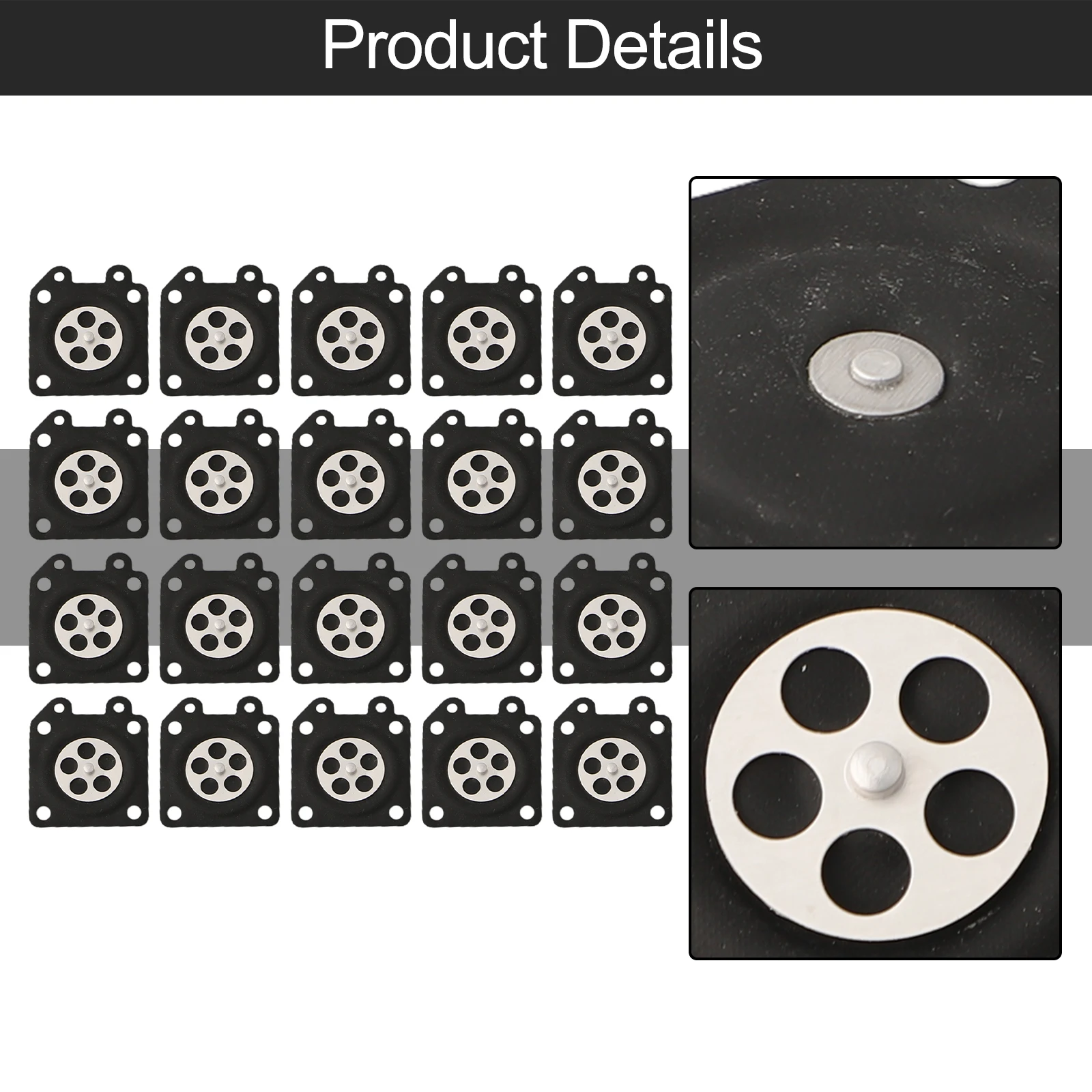 for carb Repair Kit Diaphragms Black Carburetor Metering Part Professional 1.1*1.3inches Replacement 20pcs/Set Rubber