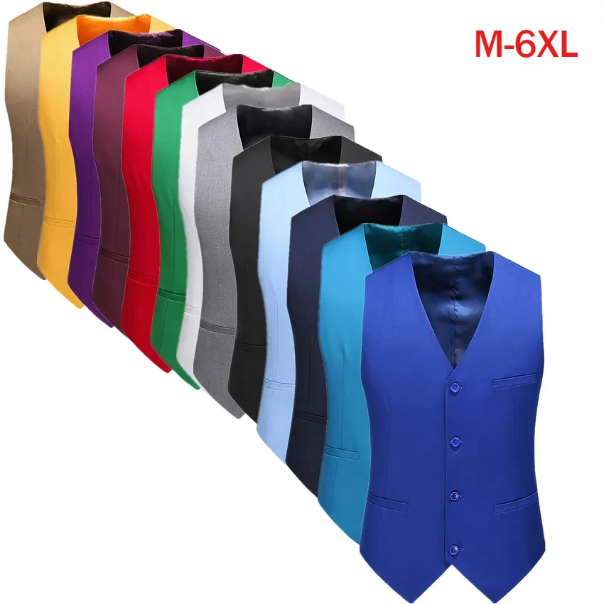 Royal Blue Vest Waistcoat Men 2024 Brand New Slim Fit V Neck Dress Vests Mens Formal Business Wedding Tuxedo Chaleco Hombre 6xl