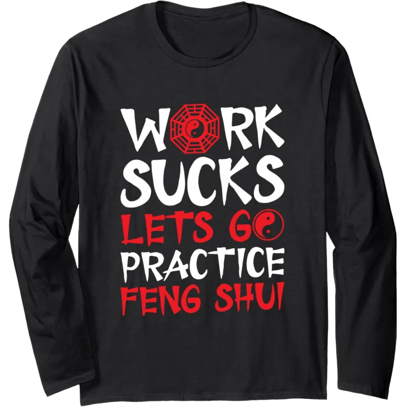 

Feng shui design long sleepred T-shirt pullovers