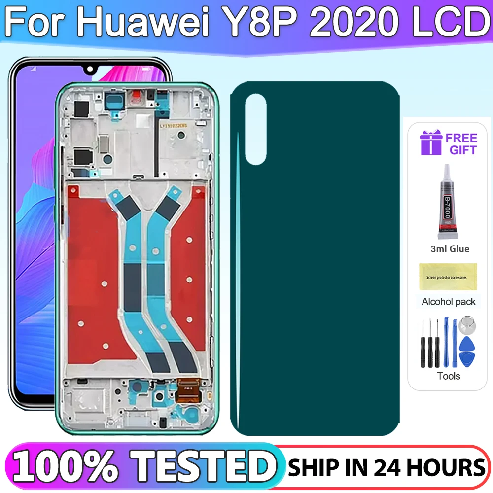 

6.3" Y8p Display Screen Repalcement, for Huawei Y8p AQM-LX1 Lcd Display Touch Screen Digitizer with Frame for Huawei Enjoy 10s