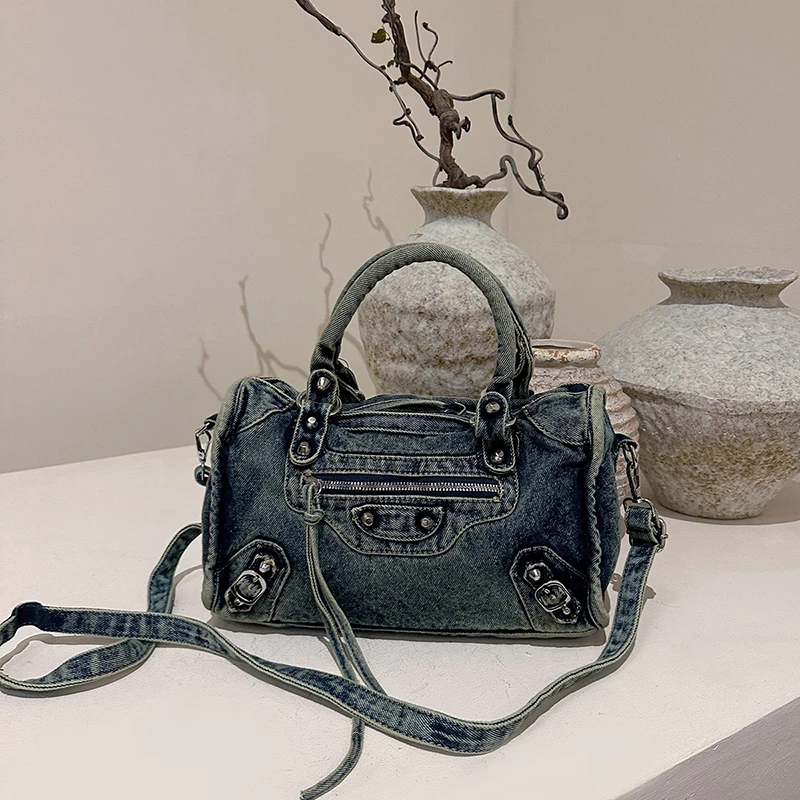 High Quality Denim Shoulder Bag Women Elegant Casual Premium Jean Purse Stylish Travel Satchel Durable Vintage Inspired Shopper