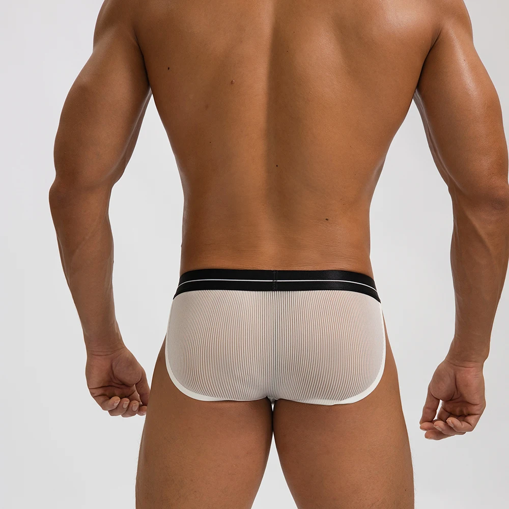 mens sexy underwear briefs gay sexy Comfortable and breathable mesh U-capsule design high elasticity white M L XL XXL GT407