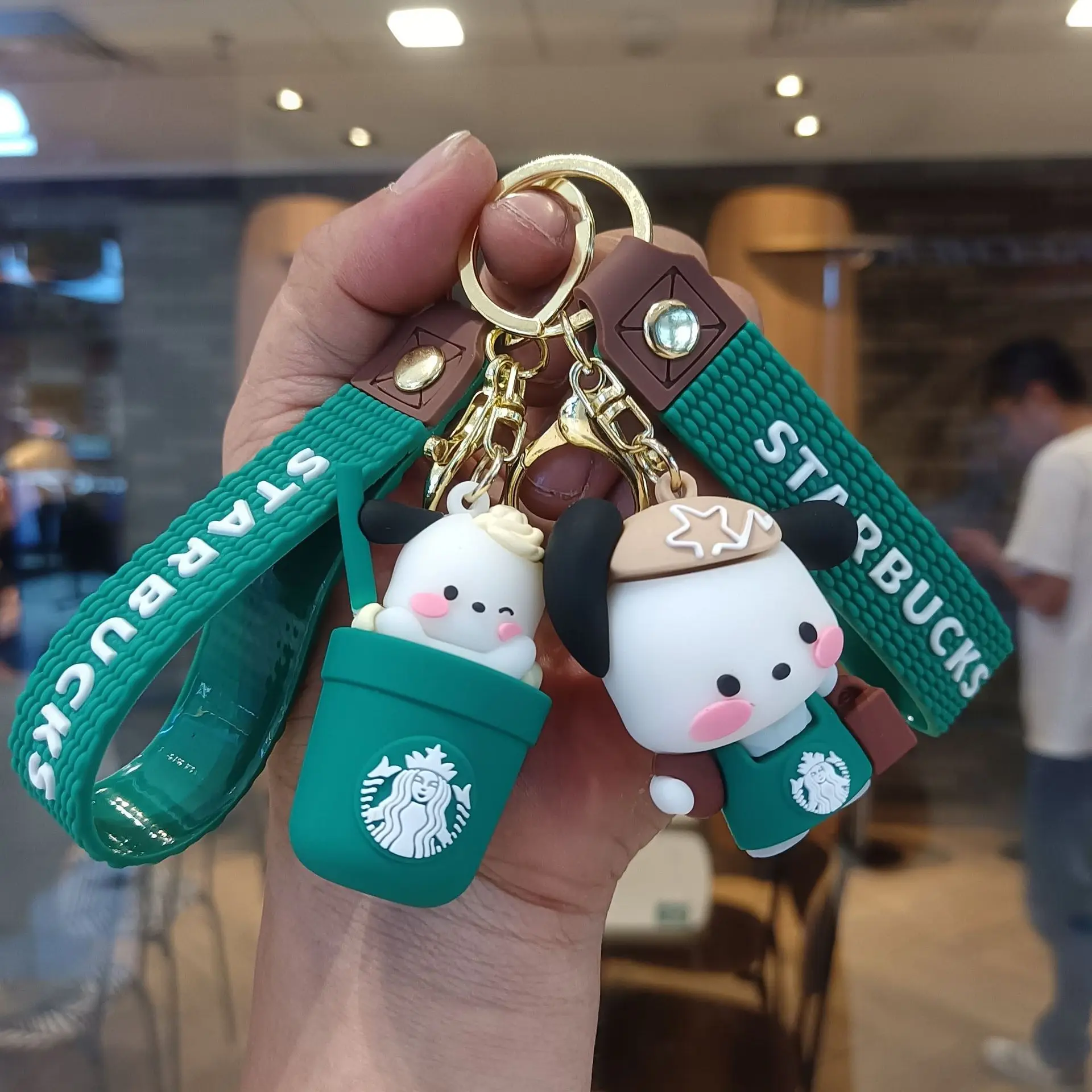 New Starbucks Sanrio Cartoon Cat Key Chain Internet Celebrity Cute Doll Bag Pendant Couple Gift Pendant Doll Couple Pendant