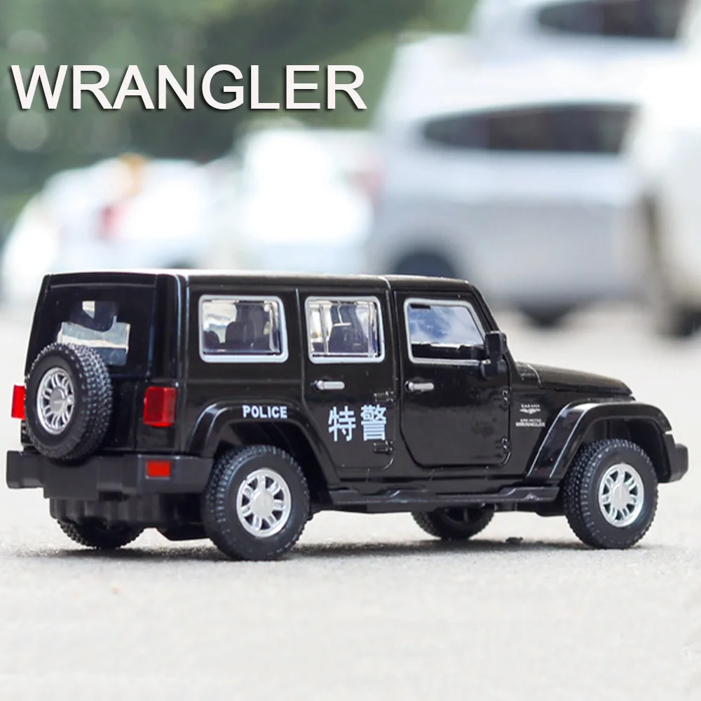 

Масштаб 1/32 Wrangler Rubicon, модели полицейских машин, литые под давлением игрушки из сплава, 4-дверные открытые колеса автомобиля, транспортные средства для мальчиков, рождественский подарок, игрушка