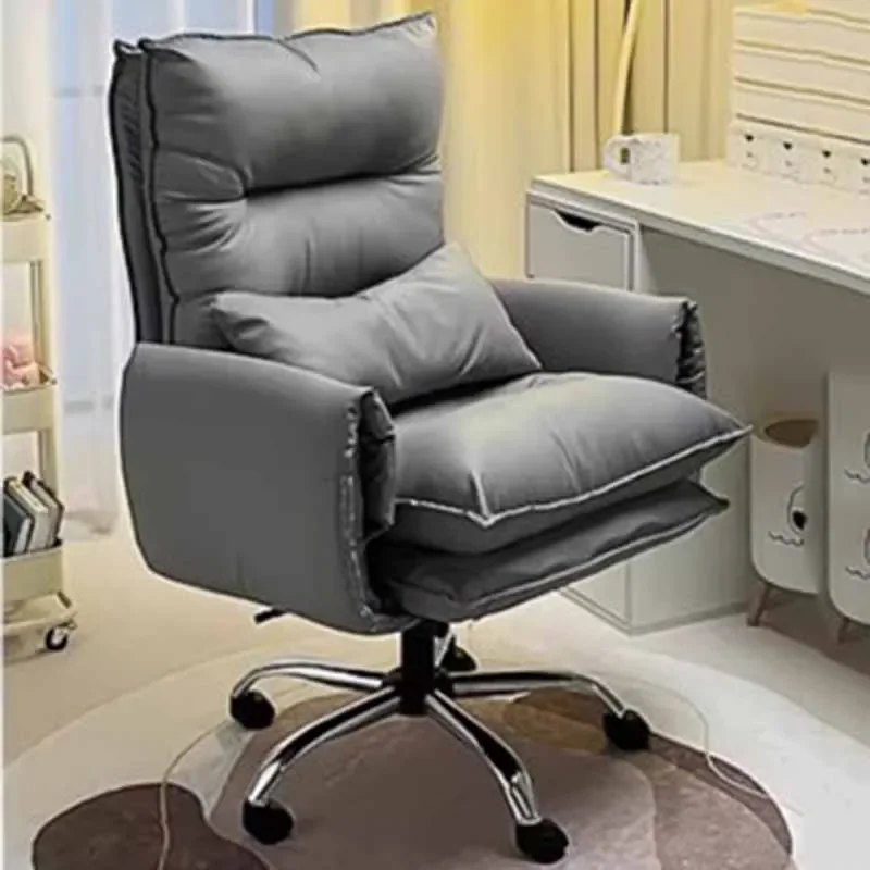 Leather Elastic Office Chair Waterproof Gel Memory White Comfy Office Chairs Footrest Fluffy Cadeira Escritorio Office Furniture