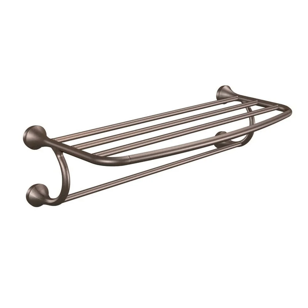 Brushed Nickel Towel Shelf 27.40 Inches Transitional Design Corrosion Resistant Easy Access Mounting Hardware Included Durable
