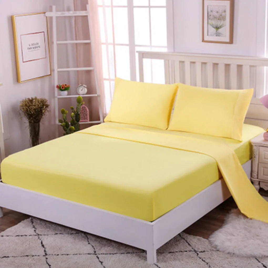 

Fitted sheet Pillowcase Mattress Cover Set Home Hotel Polyester Bedding Set Queen 4pcs/set