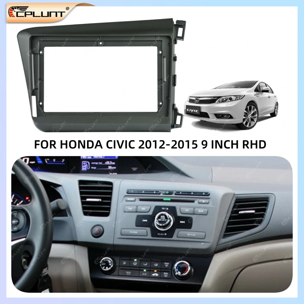 2 Din Car Stereo Radio Frame Fascia Adapter For HONDA CIVIC 2012-2015 9 INCH RHD Android DVD Dash Fitting Panel Kit