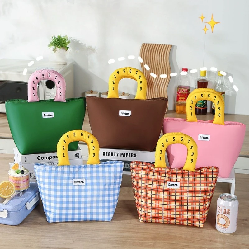 حقيبة غداء معزولة محمولة ذات سعة كبيرة لعمال المكاتب، صندوق غداء للطلاب مصنوع من رقائق الألومنيوم السميكة المقاومة للماء