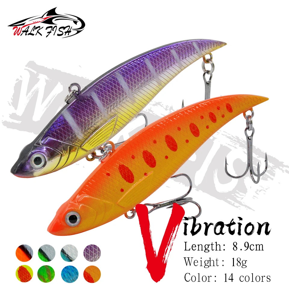 WALK FISH 1PCS VIB Sinking Vibration 89mm 18g Fishing Lure Hard Wobbler Plastic Bass Pike Artificial Bait Winter Ice Tackle