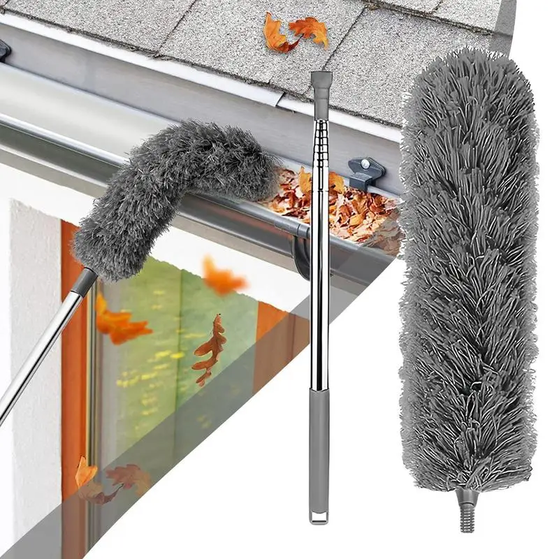 Spazzola per la pulizia delle grondaie Strumento per coperture con asta telescopica estensibile Strumento multifunzionale per la pulizia della guardia da 2,5 m Spazzola per la rimozione della polvere