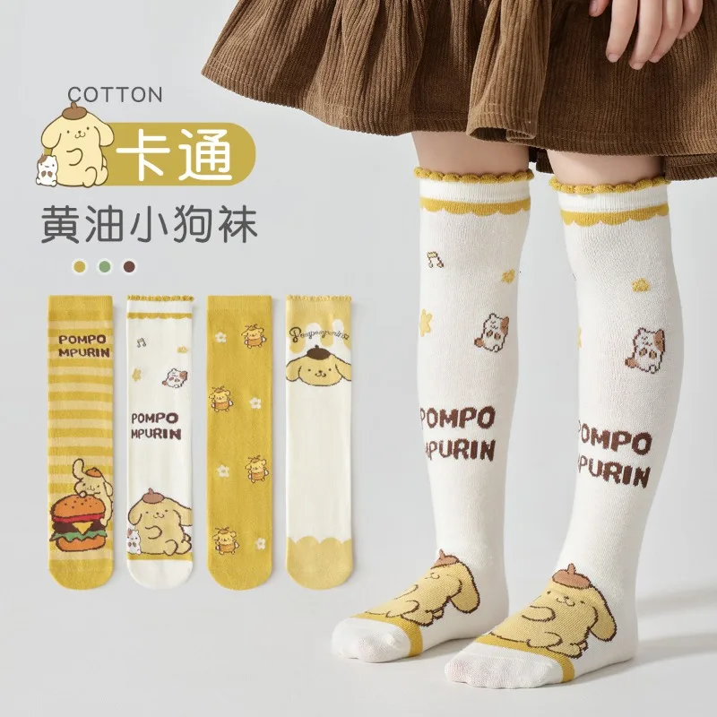 

Children's Girls Socks spring and autumn Anime Kuromi Melody Cinnamoroll Mid Length Mesh Socks Kawaii Cute Cotton Socks Gifts