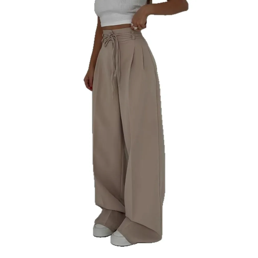 Faionable Casual High Waist Wide Leg Pants Suit Trousers Loose Fit Comfortable Long Pants for Young Women Commute Sle