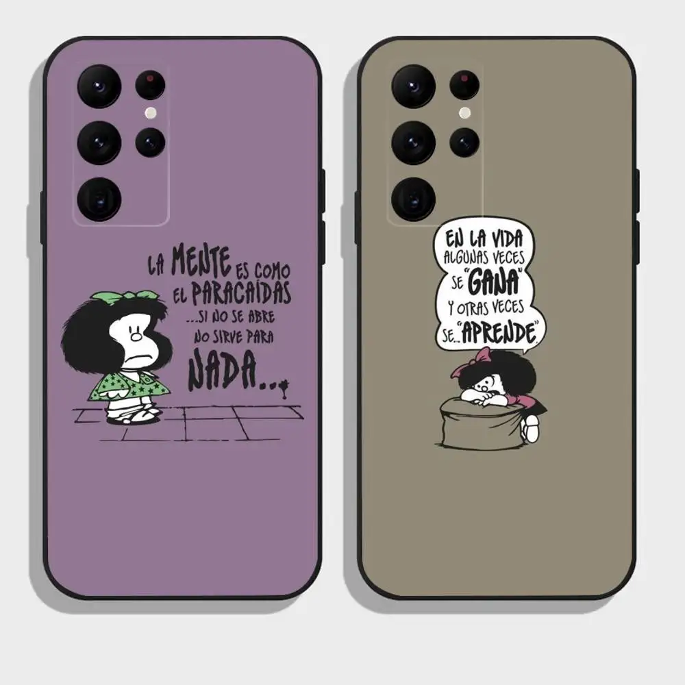 

Hot M-Mafalda Comic Phone Case For Samsung Galaxy A73,A72,A71,A70,A52,A51 Others Soft Black Cover