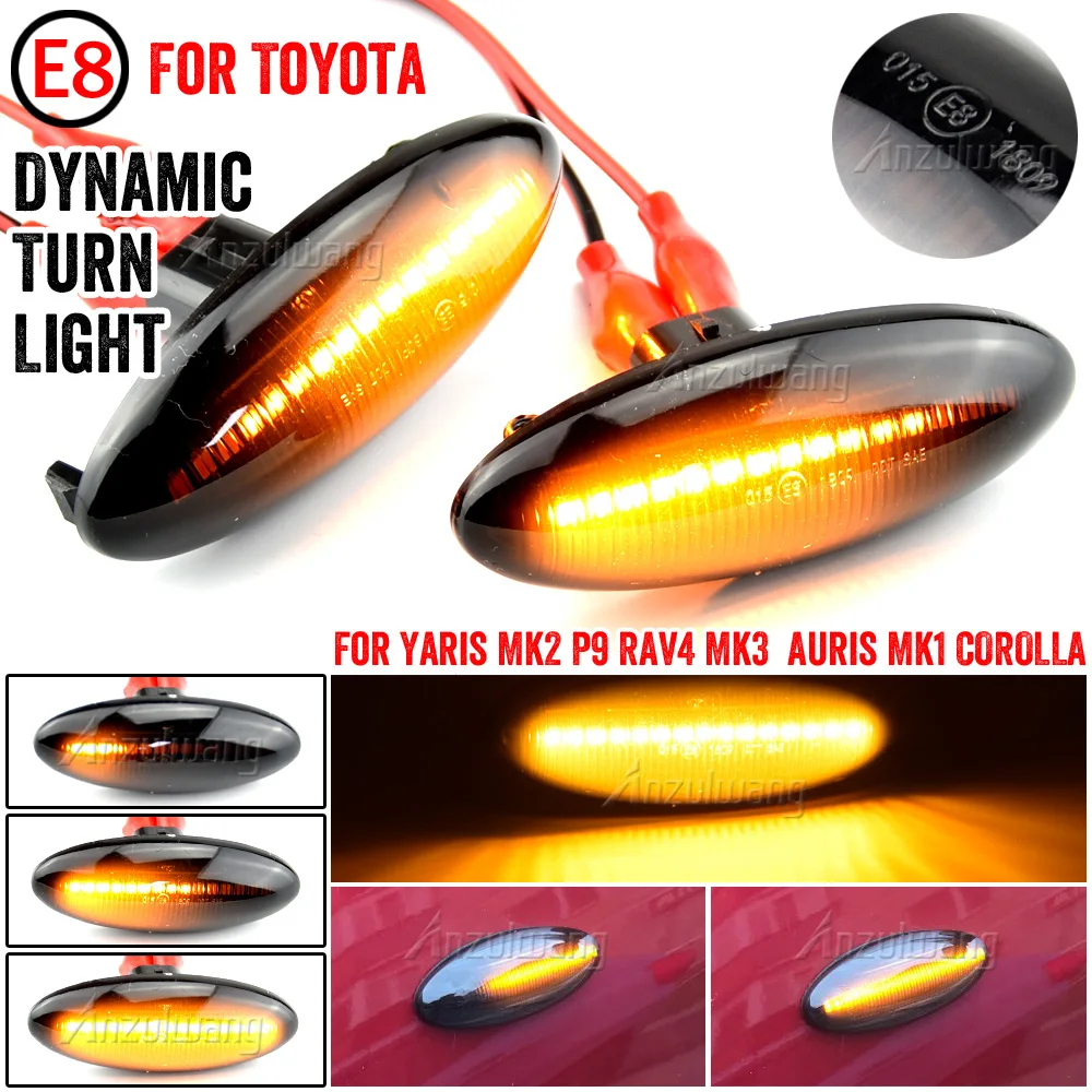 2X For Toyota Yaris Vitz XP90 RAV4 XA30 MK3 Auris E150 Corolla LED Turn Signal Light Dynamic Side Marker Fender Sequential Lamp