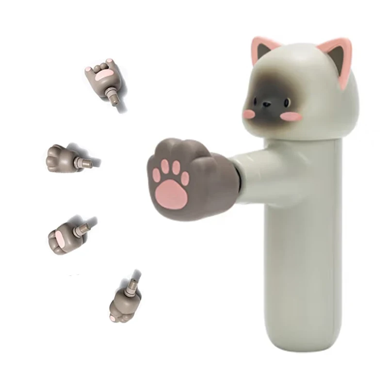

Professional Electric Portable Mini Deep Tissue Fascial Muscle Gun 4 Heads Quiet Unique Cat Massage Tool for Body and Arm