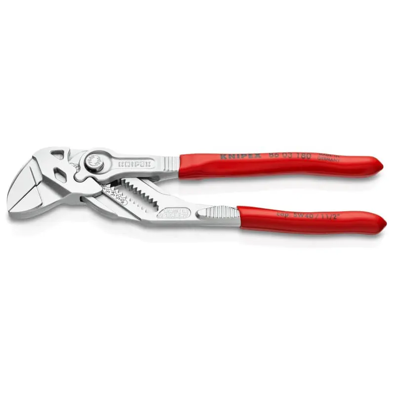 KNIPEX 86 03 180 Pliers Wrench Smooth Jaws Strong Gripping Chrome-plated Plier Tool Great for Holding Pressing and Bending