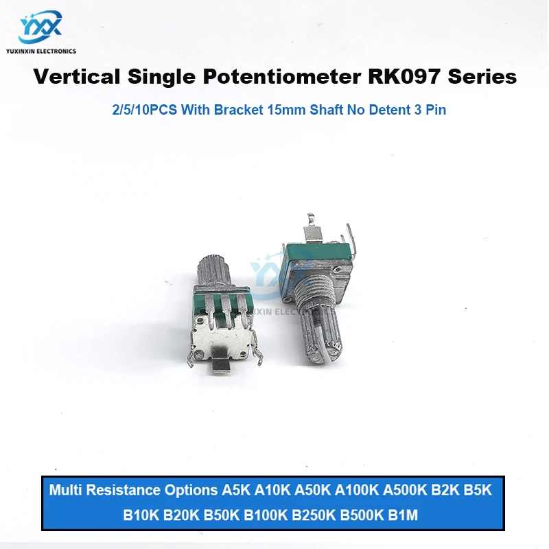 2/5/10 قطعة RK097 R097 مقياس الجهد العمودي الدقيق مع قوس 15 مللي متر مقبض لا تروس 3 أقدام A/B10K 2K 5K 50K 100K 250K 1M #4