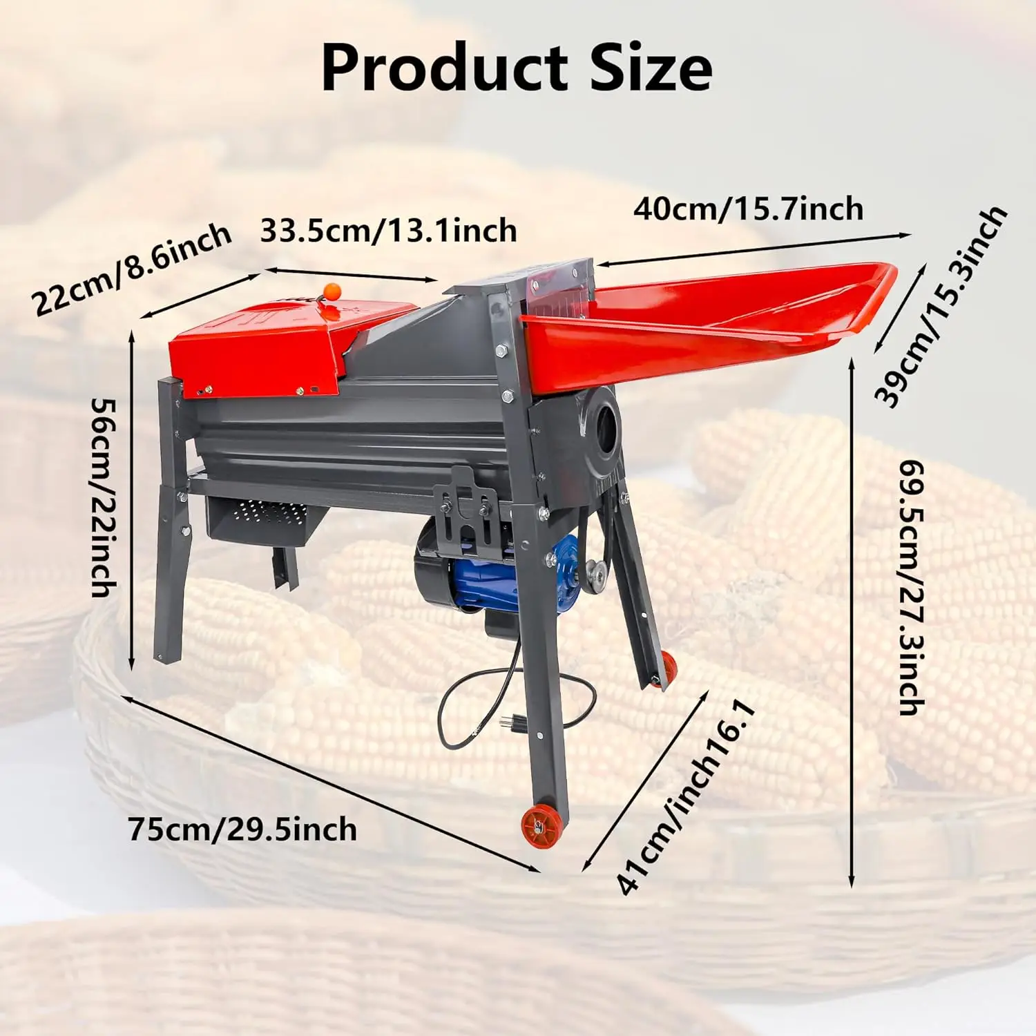 Corn Sheller Machine, Automatic Dry Thresher Machine Corn Peeler for on The Cob, 99% Threshing Rate