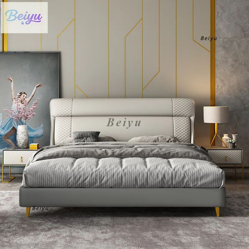 

Скандинавская современная простая кожаная кровать для главной спальни, роскошная маленькая квартира, Интернет-знаменитость, 1,8 метра, двуспальная свадебная кровать, такая