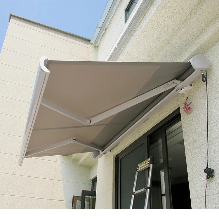 Full-box awning telescopic folding awning electric aluminum alloy villa balcony facade awning outdoor courtyard