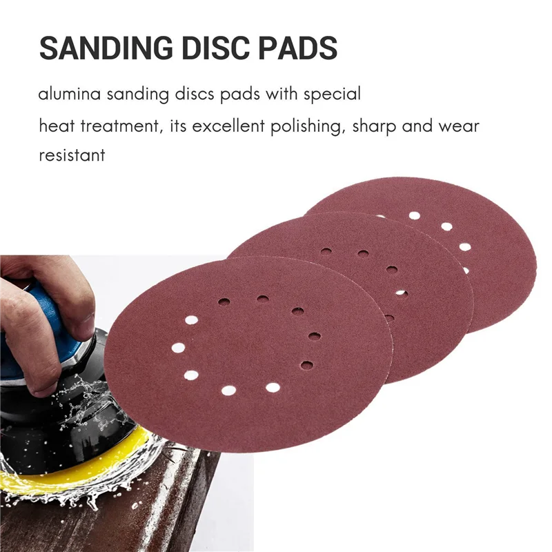 AC88-225Mm Sanding Disc Pads, 50 Pcs Hook And Loop Sandpaper Sheet For Random Orbital Sander (80 Grit)