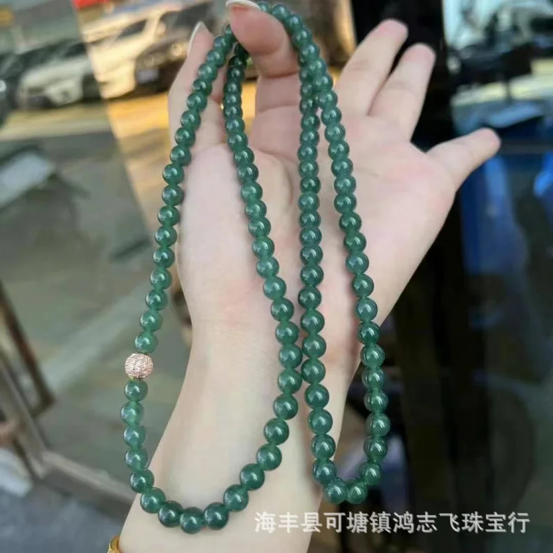 Natural Dangerous Material Jadeite Bracelet Lake Green Water Good DelicateTransparent 6   mm round Beads Jade Lo