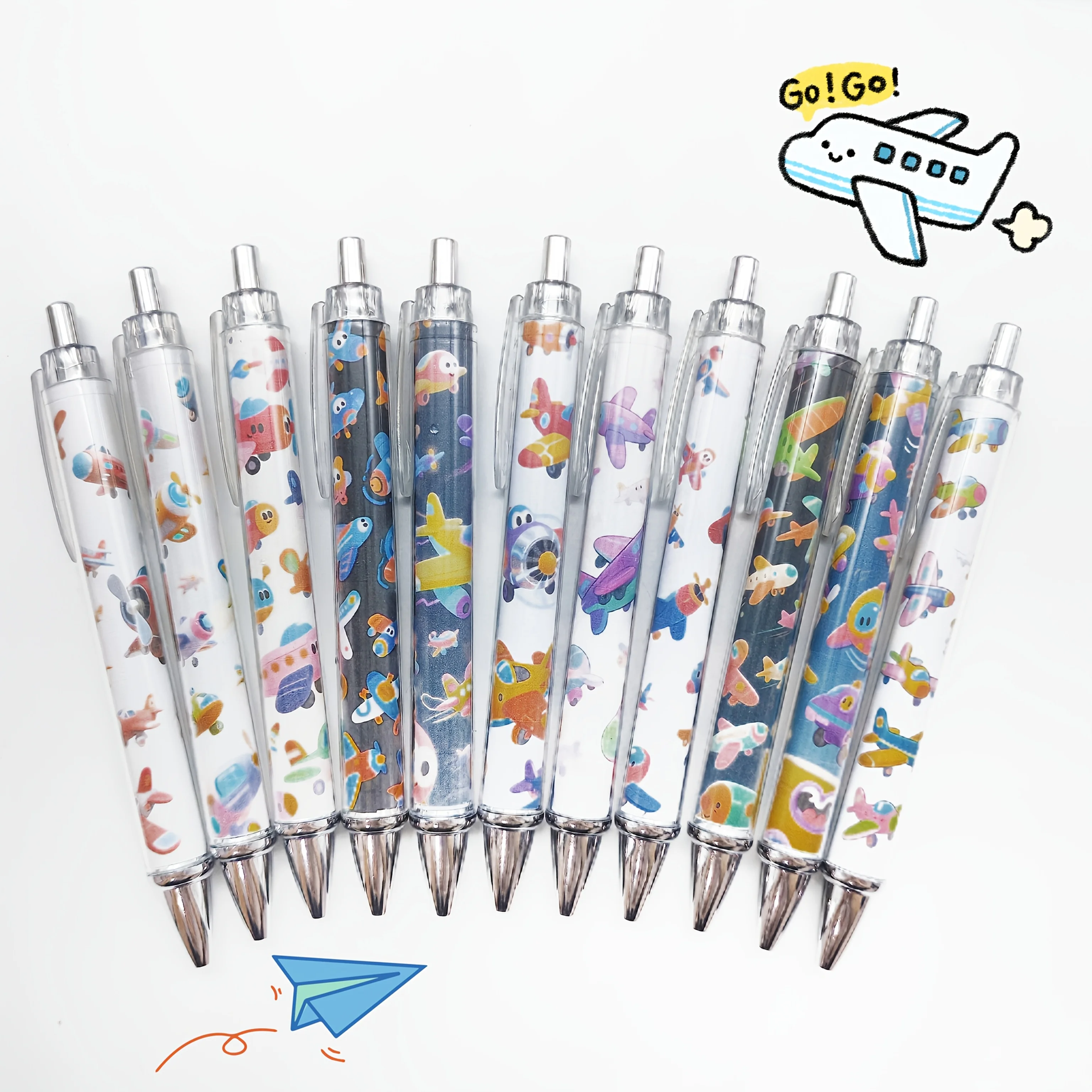 

7Pcs/14Pcs Airplane Series Retractable Pens Creative Airplane-Themed Ballpoint Pens Student Writing Gift Pens