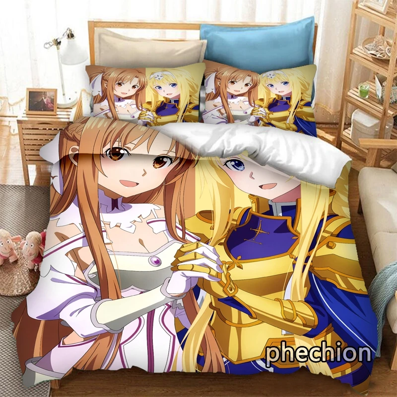 phechion Cartoon Yuuki Asuna 3D Print Bedding Set Duvet Covers Pillowcases One Piece Comforter Bedding Sets Bedclothes Bed K311