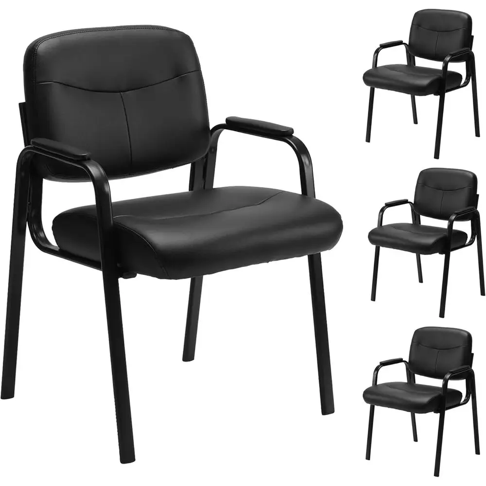 

Кожаное кресло для зоны ожидания без колес, офисное кресло с мягкими подлокотниками, стационарное кресло для конференц-зала или для вестибюля/клиники