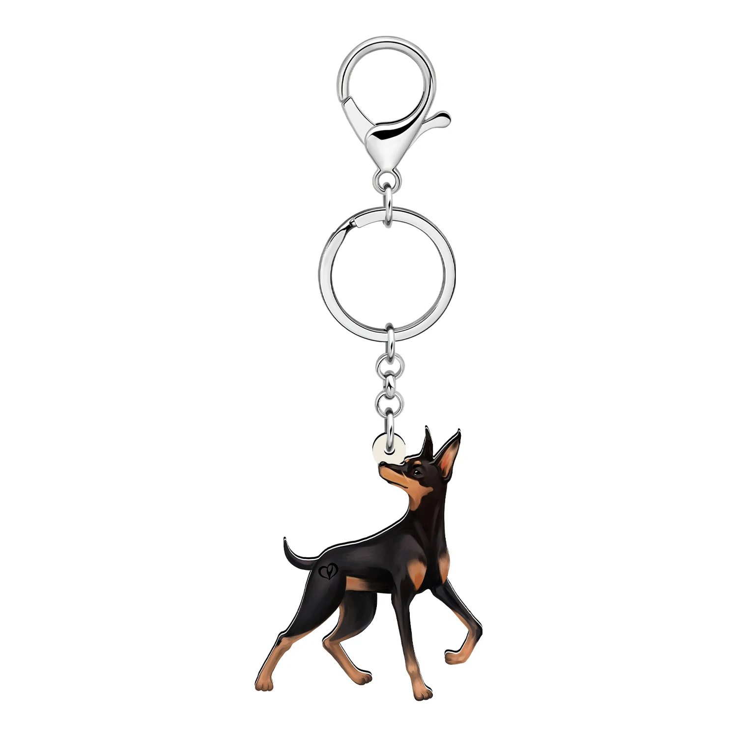 Bonsny Acrylic Black Dobermann Dog Pets Keychains Key Chians Jewelry For Women Kids Car Bag Key Accessories Gifts