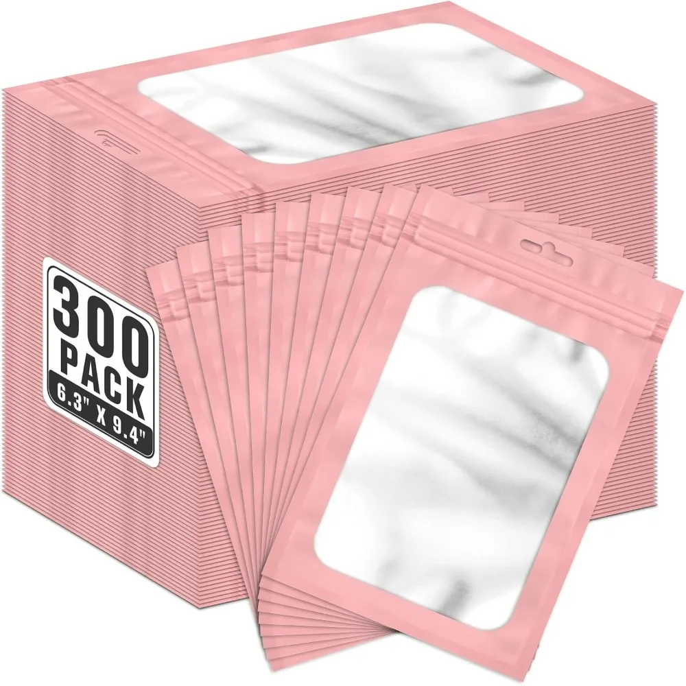 Rosa resealable ziplock sacos embalagem bolsa para jóias caso do telefone lash display janela clara folha cheiro à prova organizador de armazenamento