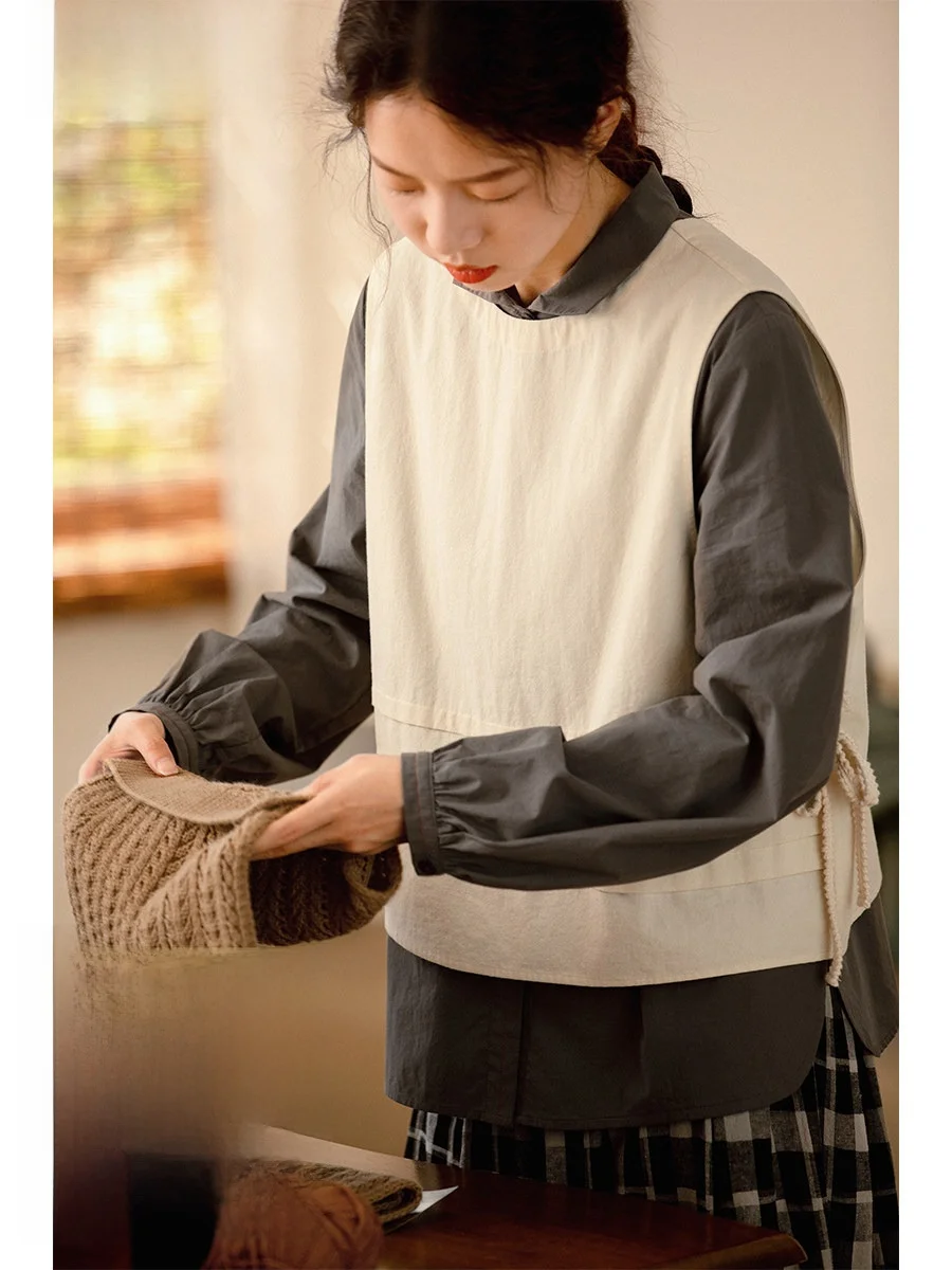 

Original Japanese Style Artistic Women's Vest Design Sensation Small Audience Double-Sided Wear round Neck Sleeveless Jacket ...