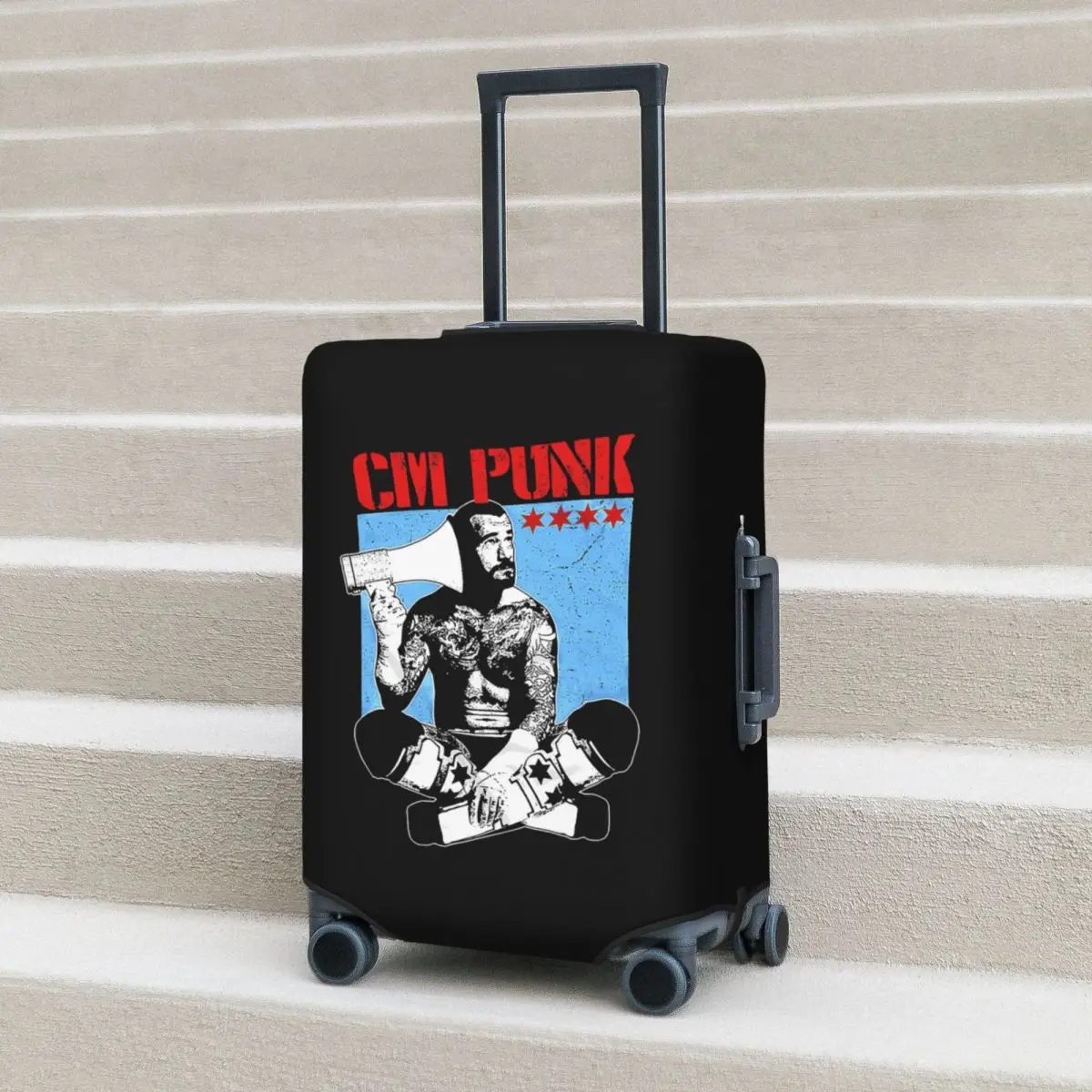 

Cm Punk Logo Suitcase Cover Protection Elastic Travel Luggage Protector Covers for 18-32 Inch