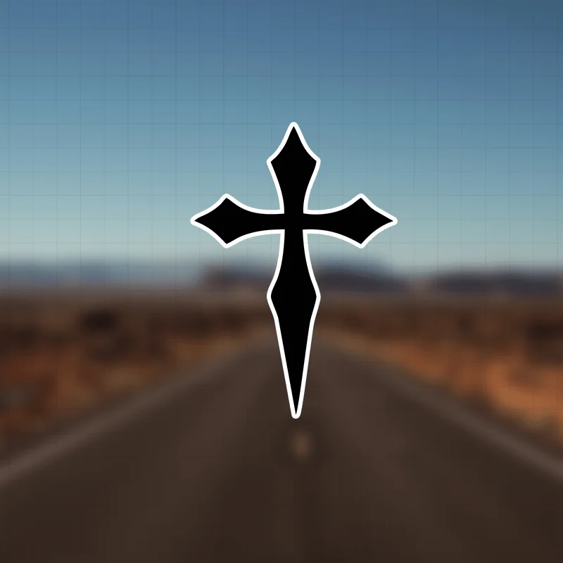 ملصق متقاطع على الطراز القوطي الإبداعي، مثالي لتزيين مصدات السيارات وأجهزة الكمبيوتر المحمولة وزجاجات المياه وإطارات الدراجة بنمط مميز