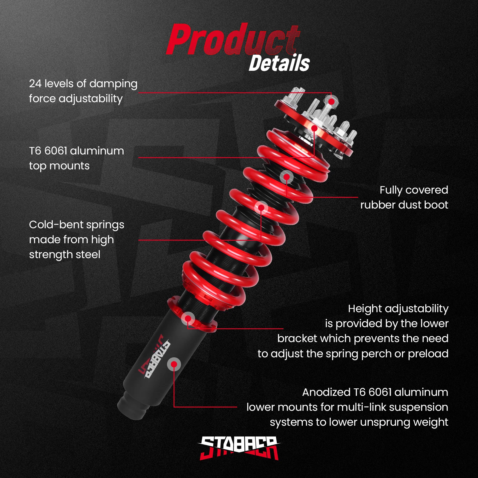 

Racing Adjustable Damper Coilovers Lowering Kit For Honda Accord 03-07