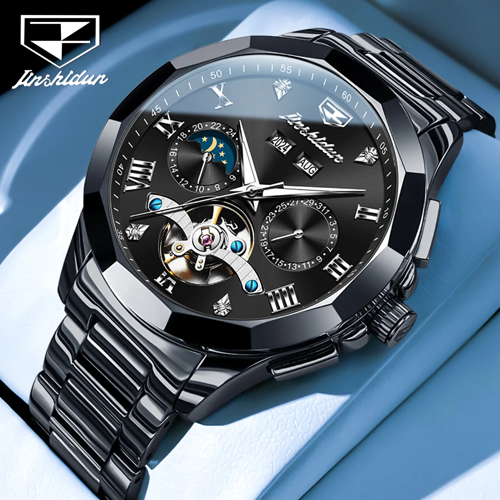 JSDUN Original Luxury Automatic Mechanical Watch for Men Fashion Casual Wrist Watch Men Auto Date Luminous Waterproof Man Watch