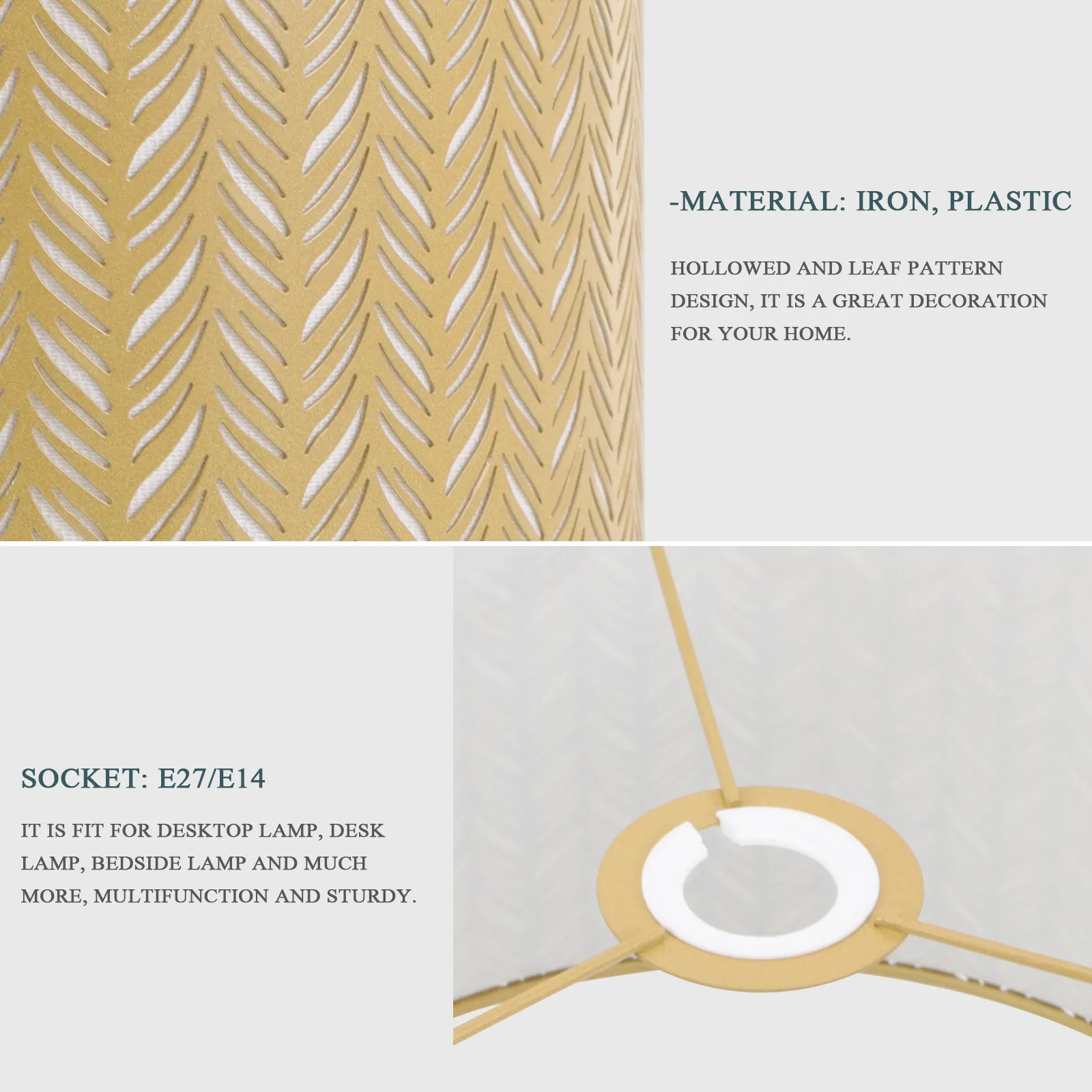 

Barrel Metal Lamp Shade Hollow Leaf Small Indoor Light Cover Desk Table Lampshade for Home Bedside