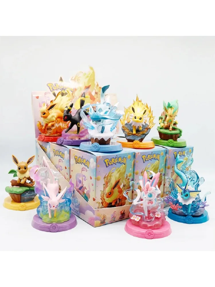 8 figurek Pokémon, figurki akcji Pikachu, Eevee, Blind Box, modele anime, dekoracje na biurko, zabawki Pokémon, prezent urodzinowy dla fanów. — 2