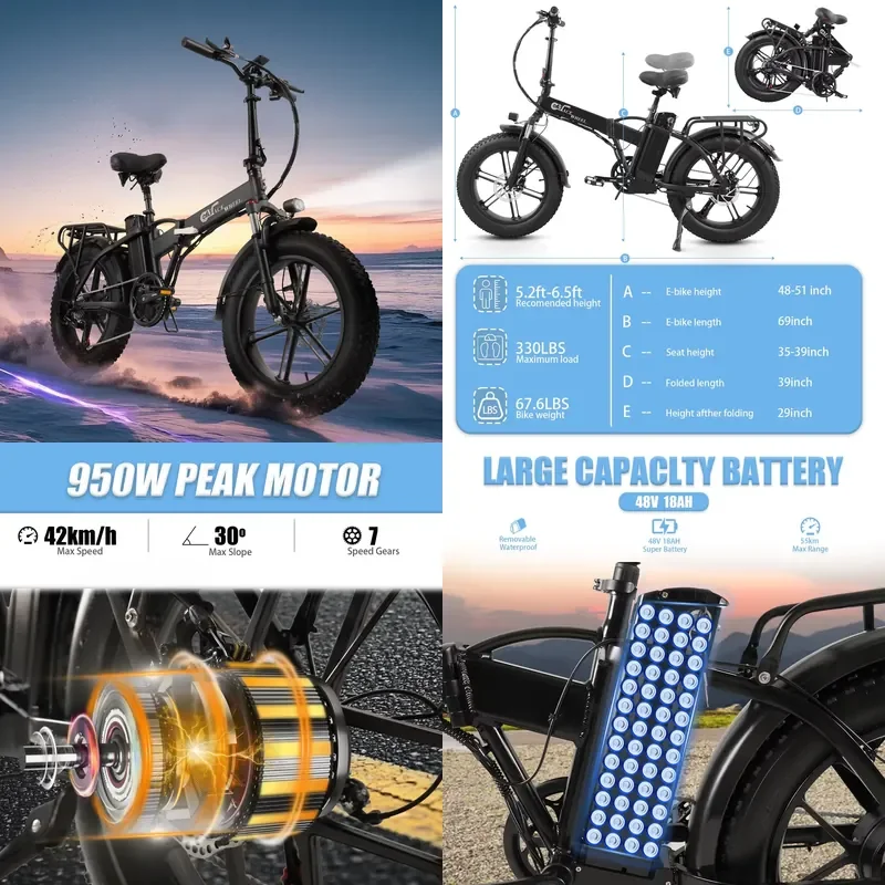 2026 Mountain Off-Road 20 Inch Folding E-Bike 7 Speed Aluminum Alloy 18AH Lithium Battery Rear Hub Motor Disc Brake Oil