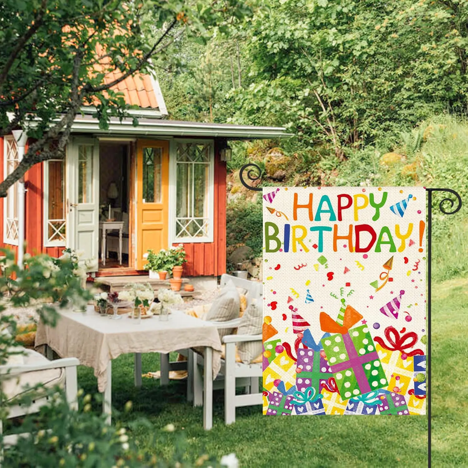 AVOIN colorlife Happy Birthday Garden Flag 12x18 Inch Double Sided, Kid Joyful Party Yard Outdoor Decoration