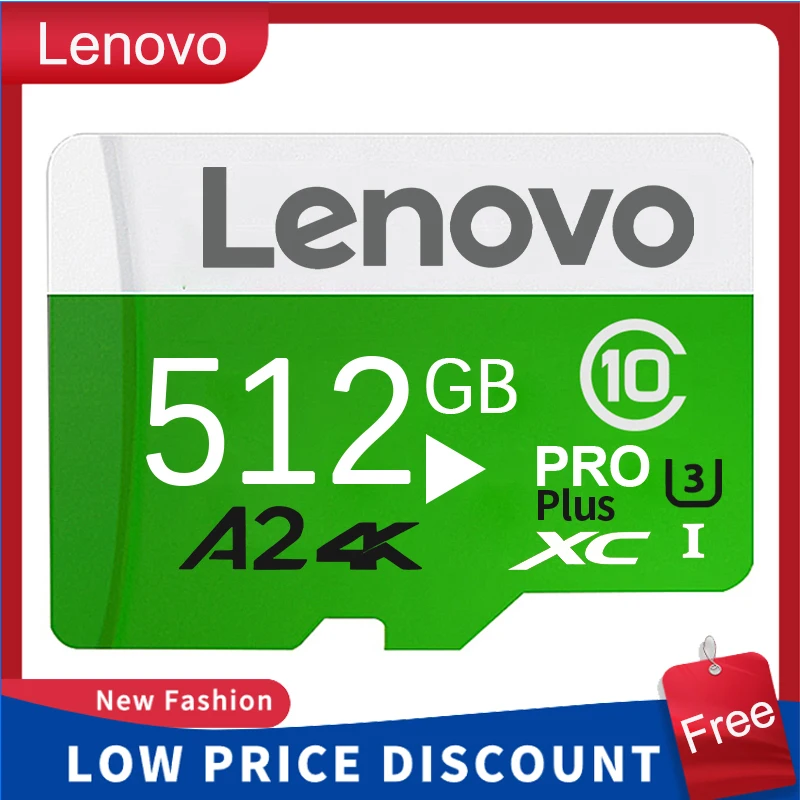 Lenovo SD Memory Card 128GB 512GB Micro Card Class 10 256GB TF Flash Card With Free SD Adapter for Mobile Phone Computer Camera