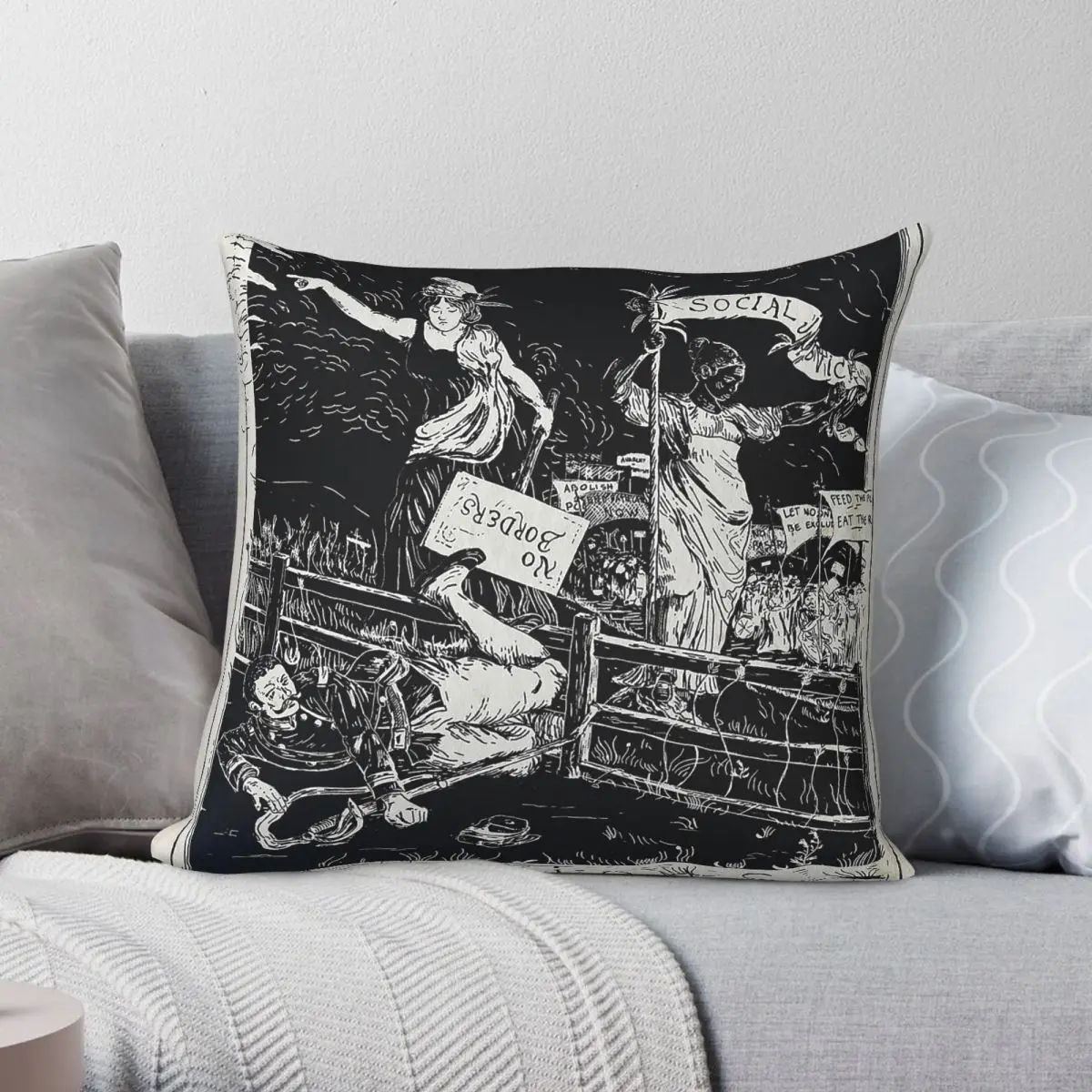 No War But Class War Square Pillowcase Polyester Linen Velvet Pattern Zip Decor Home 45x45