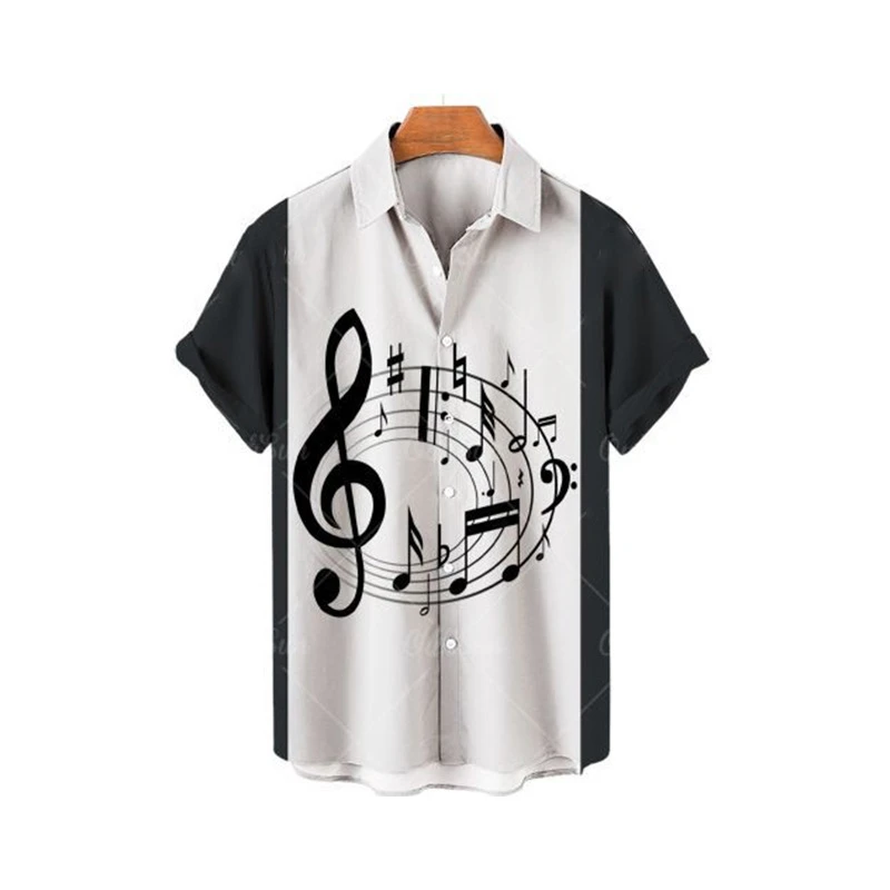 

Daily Fashion Casual Men Women Shirts Stripe Musical Note Print Street Hip Hop T-shirt Homme Oversized Short-sleeved Male Tops