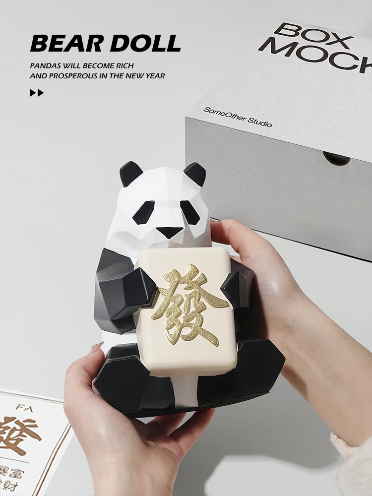 Panda Creative Lucky Ornaments, Office, Desktop, Living Room, Home Decorations, High-end Opening Gifts, To Make a fortune