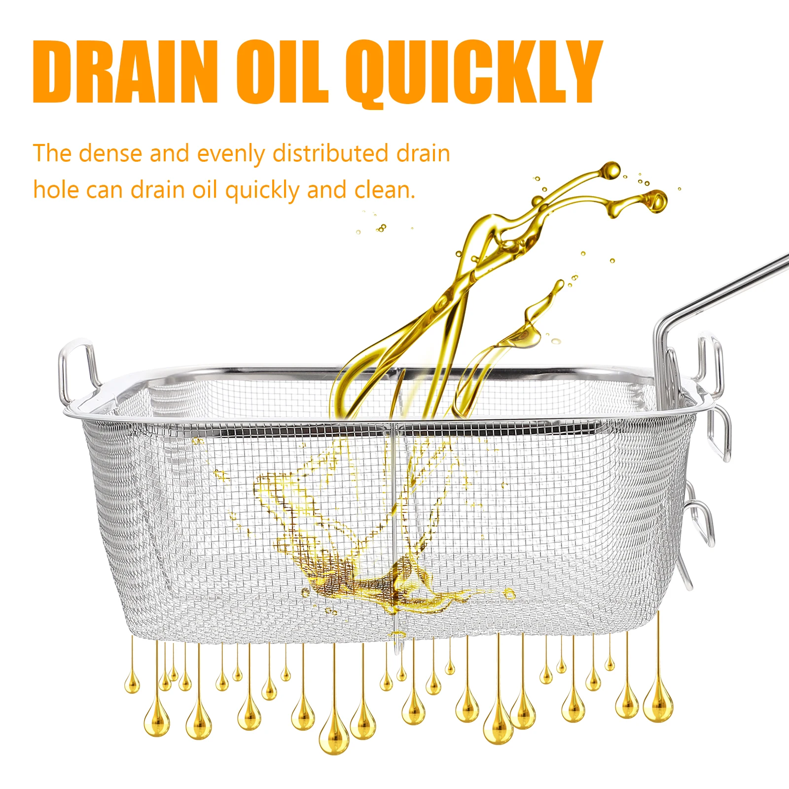 

Square Frying Basket Fries French for Stainless Steel Crisper Snack Fryer Strainer Deep Replacement Turkey