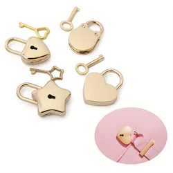 1SET five-pointed star padlock key lock with key mini metal padlock suitable for handbags small luggage diary twist lock lock