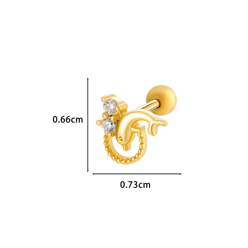 2Pcs Stainless Steel Piercing Labret Lip Stud Internal Thread Stud Earring Zircon Horse Eye Pendant Helix Body Piercing Jewelry