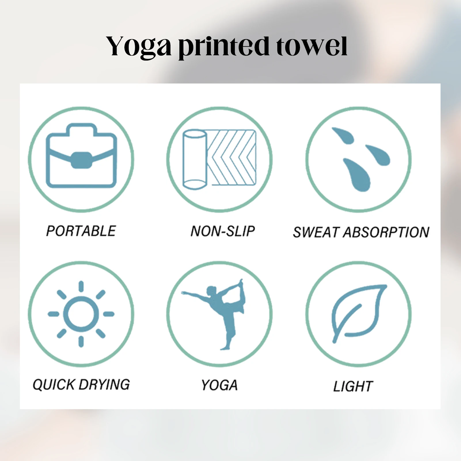 Training Mat Yoga Towel with Printed Comfortable Soft Portable Yoga Towel for Hot Yoga Pilates & Fitness